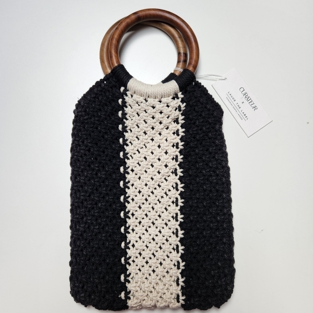 Laude the Label Gabby Mini Macrame Bag Black/White - Picture 12 of 15